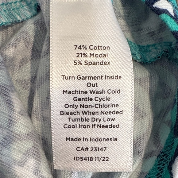 Talbots Teal Diamond Pattern Short Sleeve Top - Picture 5 of 5